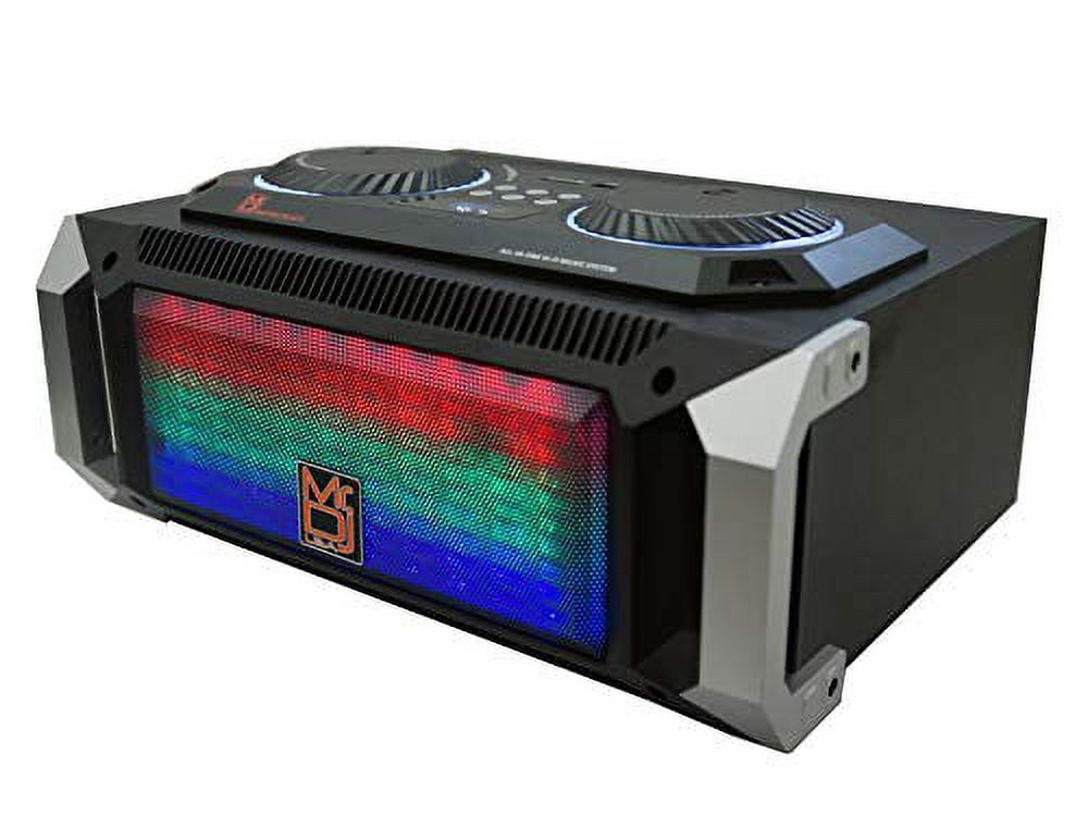 Mr. Dj Matrix Black Wireless Bluetooth Speaker Karaoke Machine with Sound Activated Lights, FM Radio, USB/Micro SD Card, & LED Party Light Perfect for Party