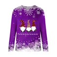 thumbnail image 4 of Baqcunre Sweaters For Women Women's Round Neck Long Sleeved Dwarf Fa La La La Printed Top Hooded Sweater Women Sweatshirt Fall Outfits Women Trendy Purple L, 4 of 4