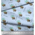 thumbnail image 3 of Soimoi Blue polyester Crepe Fabric Bear & Text Printed Craft Fabric by the Yard 52 Inch Wide, 3 of 3