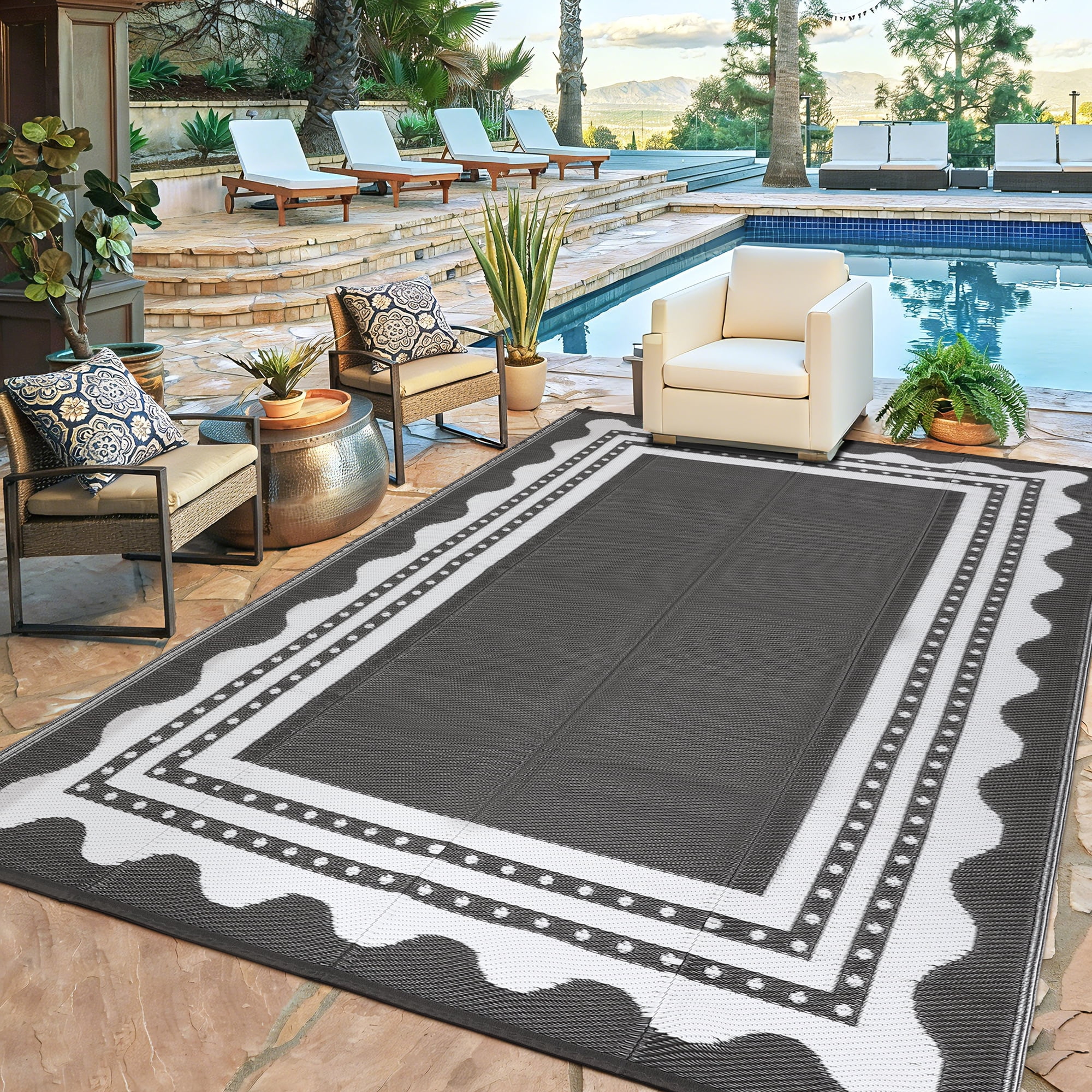 Waterproof Outdoor Rug – Reversible Plastic Mat for Camping, RV, Patio, Deck, Backyard, Balcony, Picnic – Easy Clean, Fade Resistant, Lightweight & Portable