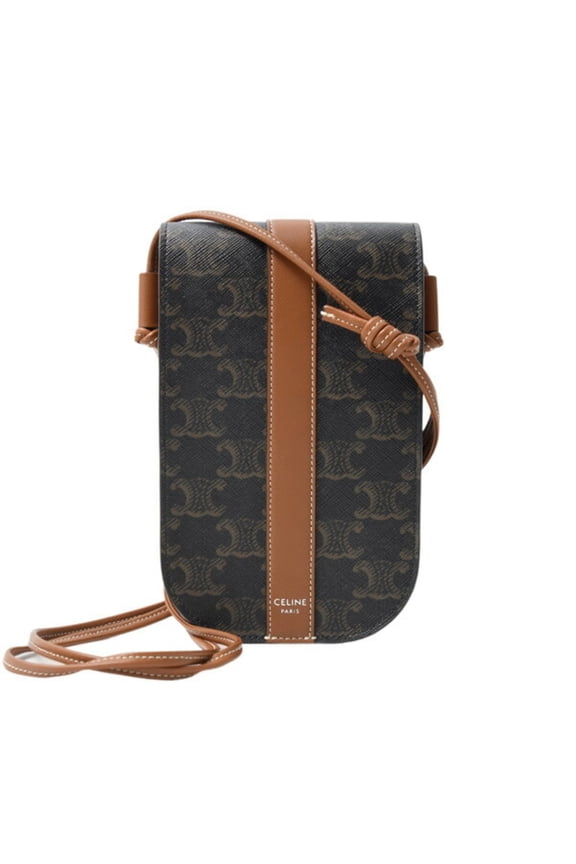 Pre-Owned Celine Women's Mobile Pouch Phone Shoulder Bag in Triomphe Canvas and... (Good)