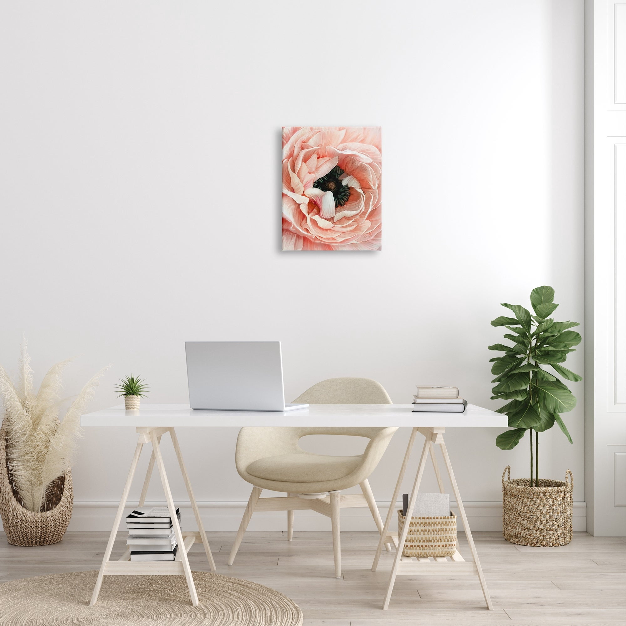 Stupell Industries Up Close Pink Peony Intricate Sunlit Petals Painting Gallery Wrapped Canvas Print Wall Art, Design by Ziwei Li