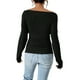 thumbnail image 4 of Blusa asimétrica con hombros descubiertos para mujer: camisa ajustada de manga larga con fruncidos para salir en otoño, 4 of 4