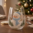 thumbnail image 2 of Christmas Stemless Wine Glasses Rhinestone Beaded Holiday Tumbler Cups Set of 6 Santa Snowman Reindeer Xmas Decor Glassware Gift, 2 of 6