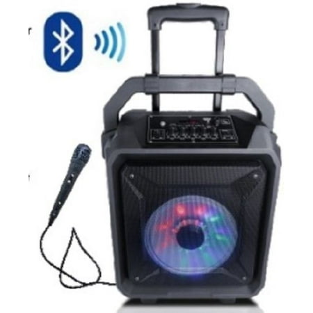 nutek bt-3265lm-6 portable bluetooth speaker 6.5-inch woofer rechargeable speaker with 1800mah lithium battery usb/memory card/fm radio/aux in/mic in/color blue with led