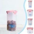 thumbnail image 1 of pstuiky Stackable Plastic Food Storage Containers Airtight Sealing Lids with Silicone Gasket Clear Round Jars with Measurement Marks Set of 4 Graduated Sizes for Kitchen Pantry Organization, 1 of 7