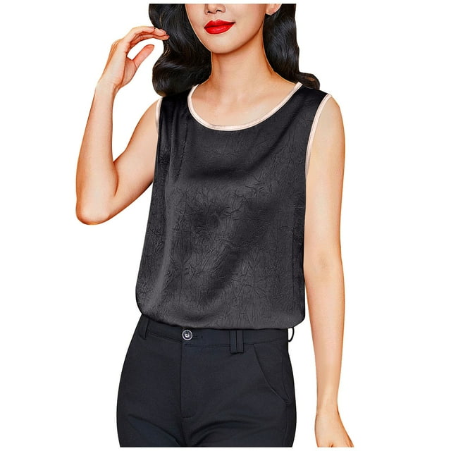 JMKQLZ Débardeur d'Été Décontracté et à la Mode pour Femmes, Col en V Uni Sans Manches