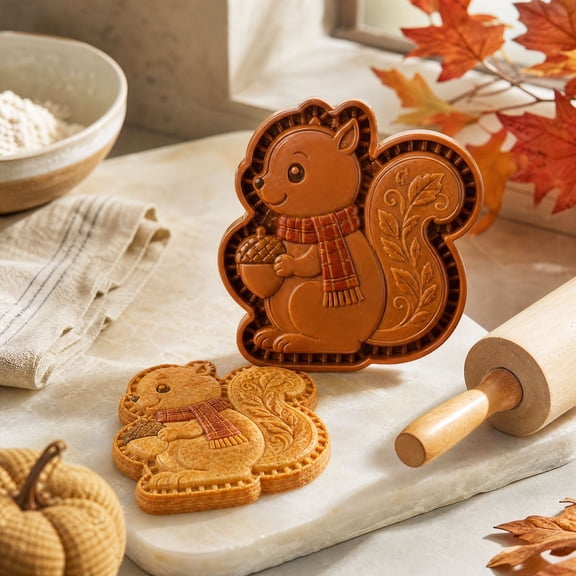 Fall Mini Hand Pie Mold, Hand Pie Molds For Baking, Multi‑Shape Halloween Baking Supplies with Embossed Designs, Reusable Fall Pie Molds for Fall Harvest Party & Home Kitchen Baking(Squirrel)