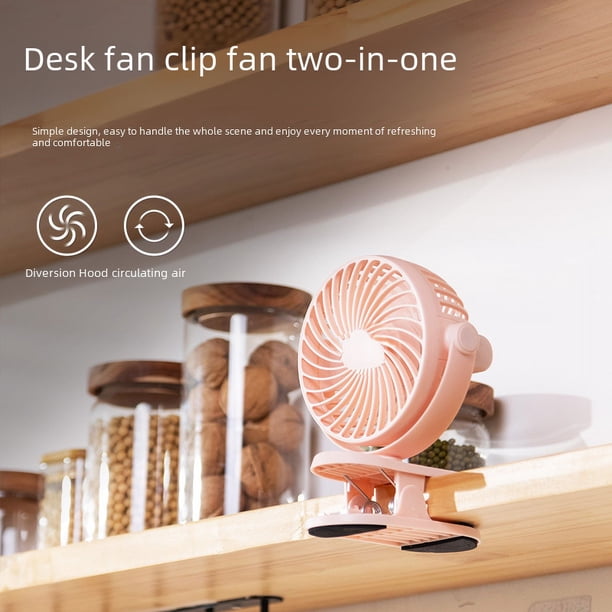 Nuevo ventilador con clip K6, miniventilador portátil silencioso para dormitorio, cochecito, USB, doble ventilador eléctrico de escritorio de larga duración