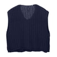 thumbnail image 4 of Women's Sleeveless Solid Color Pocket Button Knit Cardigan Vest Short Outerwear For Spring And Summer, 4 of 7