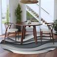 thumbnail image 4 of 5ft Round Rug, Black Gray Ombre Non-Skid Rubber Backing Large Area Rugs - Living Room Bedroom Home Office, Modern Abstract Moire Art Geometric Indoor Floor Mat Carpets Washable Rug, 4 of 9