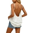 thumbnail image 2 of Women's Backless Cami Top with Adjustable Spaghetti Straps and Ruffle Hem for Summer Casual Wear, 2 of 5