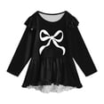thumbnail image 4 of OJSFQUFP Girls Flutter Long Sleeved Top Slim Fit Trousers for Home Outdoor Wear Casual and Stylish Bow Print Girls 2Piece Set, 4 of 6