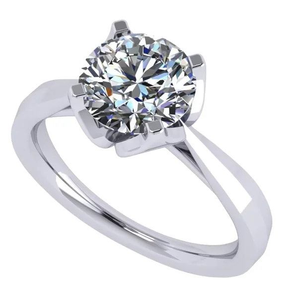 Nana Jewels Heart & Soul Silver 8.0mm (2ct) Round Cut Zirconia Solitaire Ring-Platinum Plated-Size 4