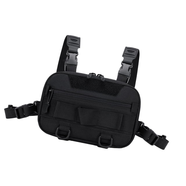 Bolsa de pecho para deportes al libre, transpirable, multifunción, suave, con cremallera, mochila utilitaria de gran capacidad para caza, viajes Negro