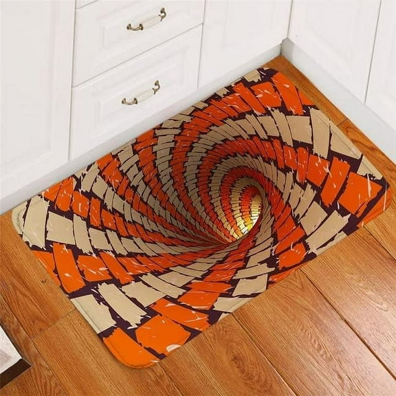 Spinning Optical Illusion Brick Indoor Doormat Durable Welcome Front Door Mats Entryway Bath Rugs Non-Slip Absorbent Area Rugs Resist Dirt Carpet for Room Decor 36x24 Inch