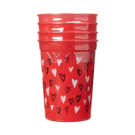 Way To Celebrate Valentine's Day Hearts Cups, 4 Count