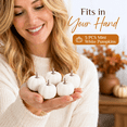 thumbnail image 3 of Mini Artificial Pumpkins 5 Pack, White Foam Pumpkins, Small Fall Table Decorations for Thanksgiving Halloween Mantel Tray Bowl Home Decor, 1.5*1.5in, 3 of 7