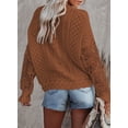 thumbnail image 4 of Asyoly Women Winter Lace Crochet Sweaters Long Sleeve Solid Color Hollow Out Crewneck Knit Pullover Sweater Comy Elegant Jumper Loose Tops, 4 of 5