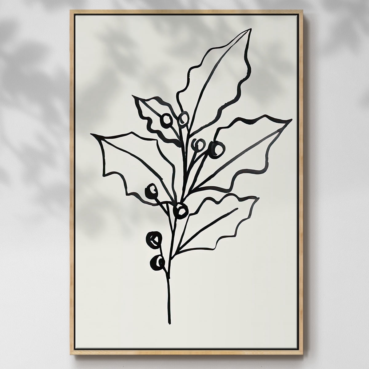 Evergreen Ink II - Framed Gallery Wrapped Holiday Canvas - 25 x 37 - Natural Wood Frame