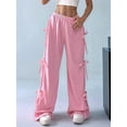 thumbnail image 5 of Women'S Loose Sweatpants Elastic Waist Casual Wide Leg Pants with Pockets Y2K Travel Pants Pink L, 5 of 9