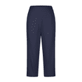 thumbnail image 6 of Zjunqe Women's Wide Leg Capri Pants with Pockets Athletic Cropped Pants Tummy Control Capris Cropped Pants Capri Yoga Pants Pull On Capris Wide Leg Yoga Pants Wide Leg Casual Trousers Navy 5Xl, 6 of 7