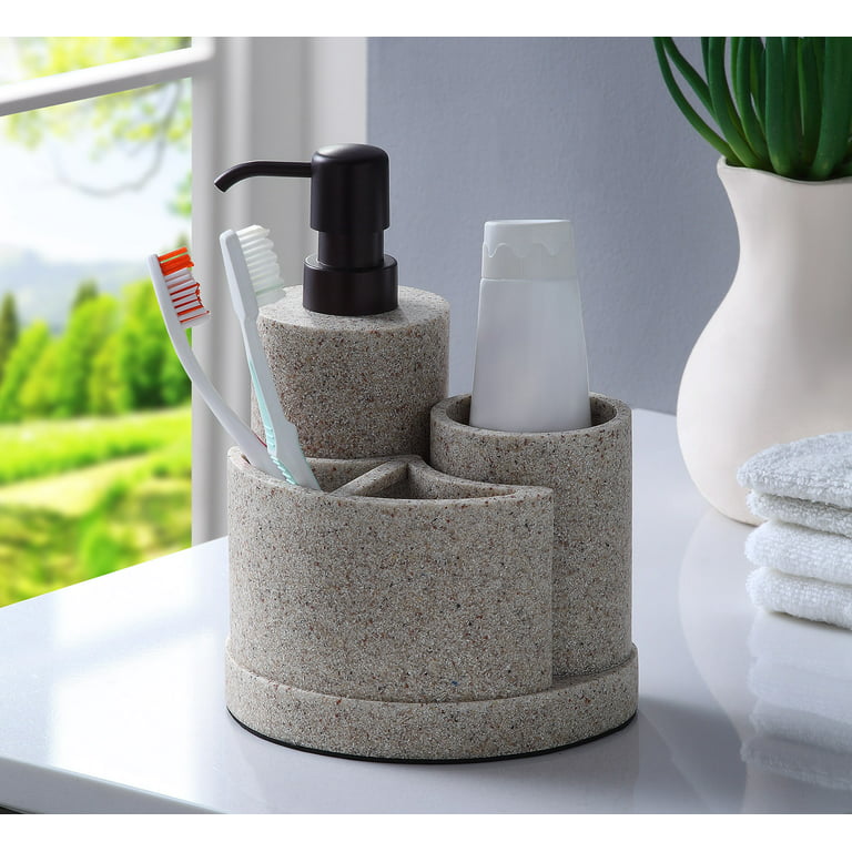 Better Homes & Gardens 3 Piece Natural Sandstone Bath Accessories Sets,  Beige 
