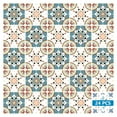 thumbnail image 2 of Mi Alma Removable Vinyl Floral Blue Brown Backsplash Tile Stickers, 24pcs, 2 of 10