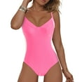 thumbnail image 2 of yueewhu Womens Tummy Control One Piece Swimsuit Sexy Crisscross Back Bathing Suit (Pink, XXL), 2 of 9