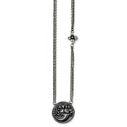 Two-Tone Titanium necklace with pendant 18.25 in Titanium Ster.Sil Black Ti Polished Etched Floral