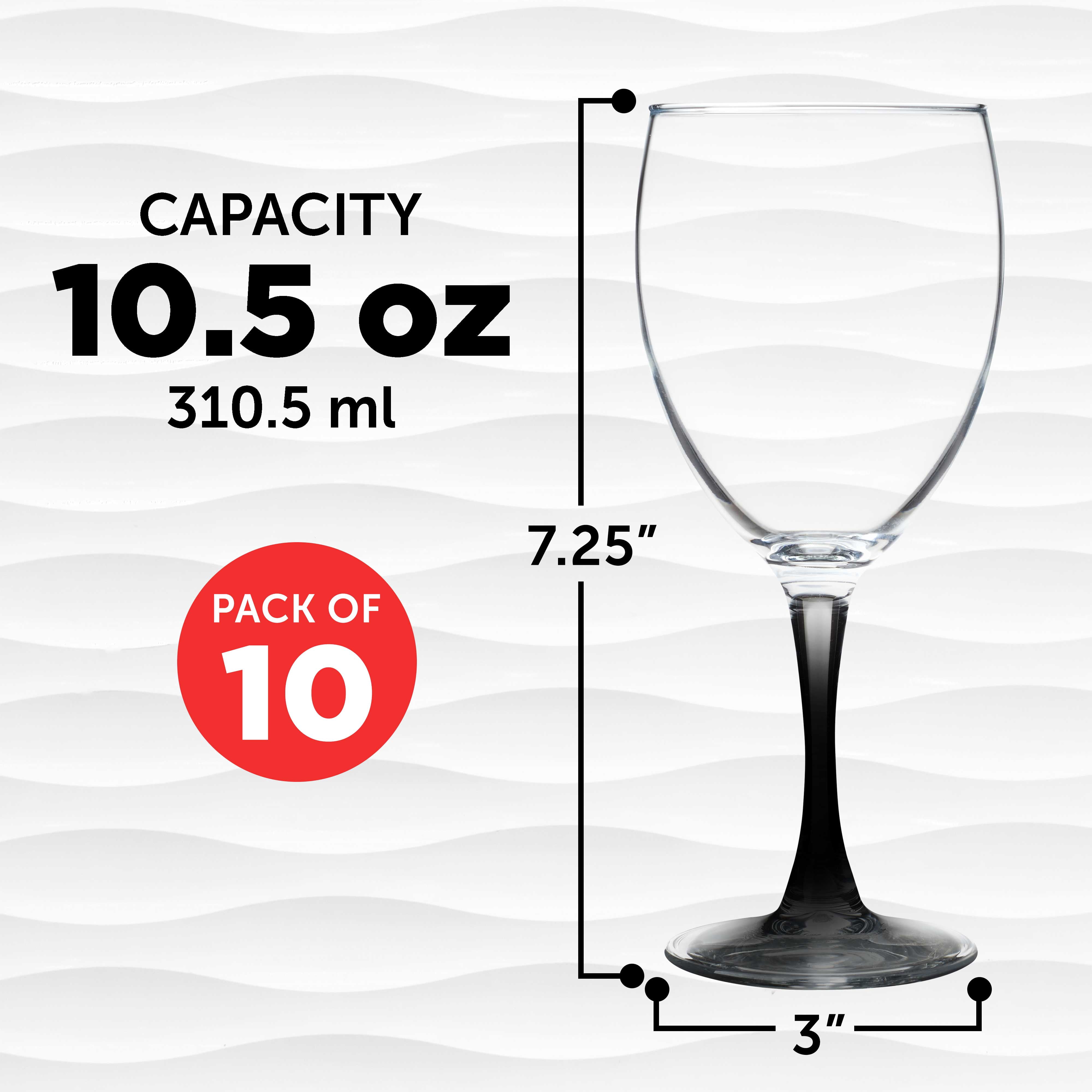 Nuance 10.5 oz Wine Glasses by ARC, Set of 10 - Perfect for Tasting &  Drinking Red, White Wine, Cocktails - Black - Walmart.com
