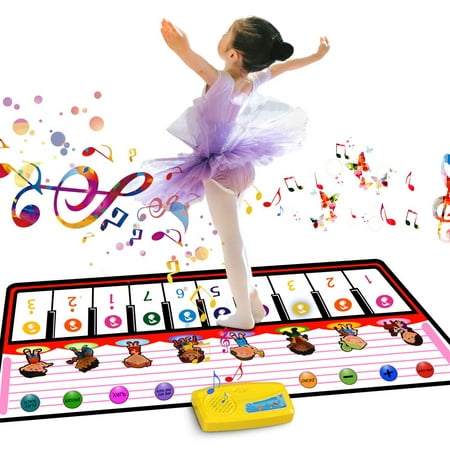 Musical Piano Mat, Kids Portable Piano Keyboard Mat 8 Different Musical Instruments Build-in Speaker & Recording Function with 10 Melodies Educational Toy Best Gift for Kids (Best Baby Grand Piano Manufacturers)