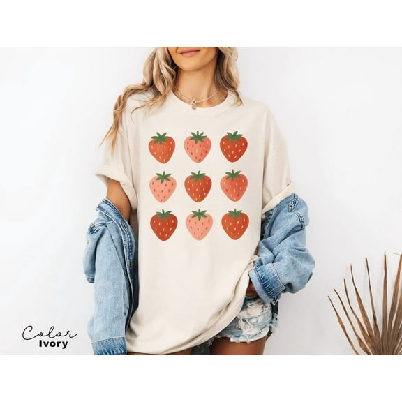 Simple Fit Strawberry Shirt, Summer Strawberry Tee, Strawberry Shirt For Woman, Strawberry Lover, Strawberry Festival Gift, Botanical Tee All Size S-5Xl