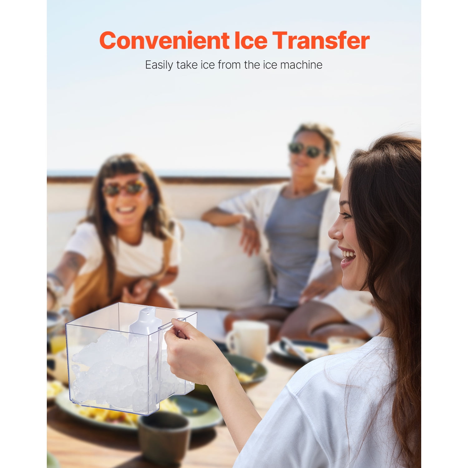 KFFKFF37lbs/24H Countertop Ice Maker Nugget Ice Maker Self-Cleaning Portable Ice Maker with Ice Scoop & Drip Tray