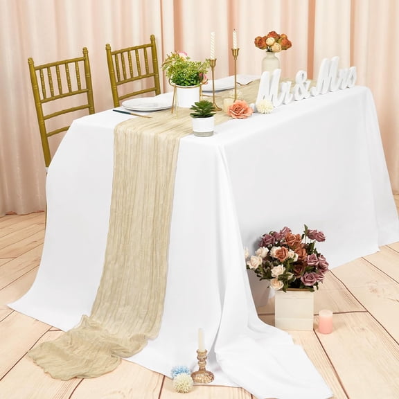 24 Packs Cheesecloth Table Runner,Ivory Table Runner 20"x70"Rustic Gauze Boho Cheese Cloth Table Runner,Wedding Table Decor Table Cloth for Wedding Bridal Shower Birthday Party Table Decoration.