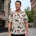 thumbnail image 3 of Cowboy Shirts for Men Summer Short Sleeve Button Up Notch Collar Western Cowboy Horse Printed Casual Shirt, 3 of 6