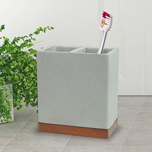 NuSteel CON4H Concrete Stone & Wooden Finish Toothbrush Holder 