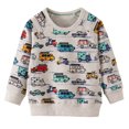 thumbnail image 2 of HWJAD Boy's Lightweight Sweatshirt Toddler Boys Cotton Long Sleeve Pullover Tops Kids Fall Winter Crewneck Shirt-Traffic Vehicle, 2 of 8