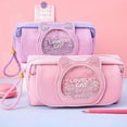 thumbnail image 4 of Kawaii Cute cat Pencil case Three-Layer Pencil case Large Capacity Pencil case Cute School Supplies (Purple), 4 of 4