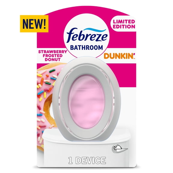 Febreze Dunkin' Bathroom Air Freshener, Odor-Fighting Air Freshener for Small Spaces, Strawberry Frosted Donut, 1 Count
