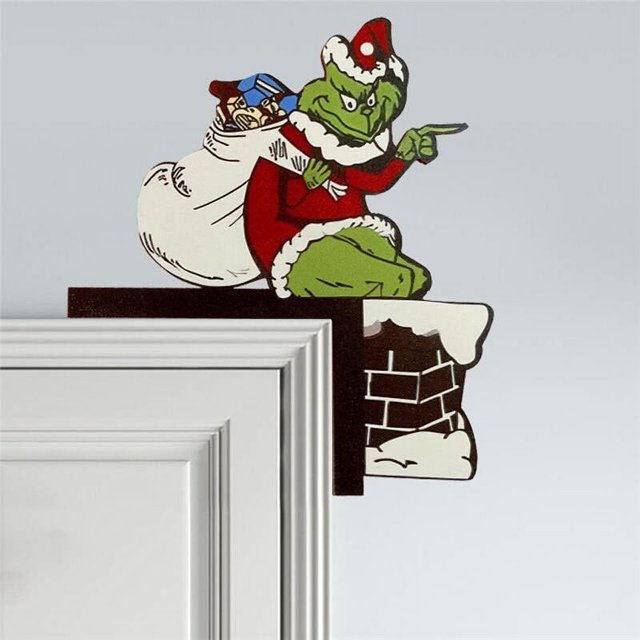 Adornos navideños del Grinch Kagetolytai para chimeneas interiores decoraciones para puertas