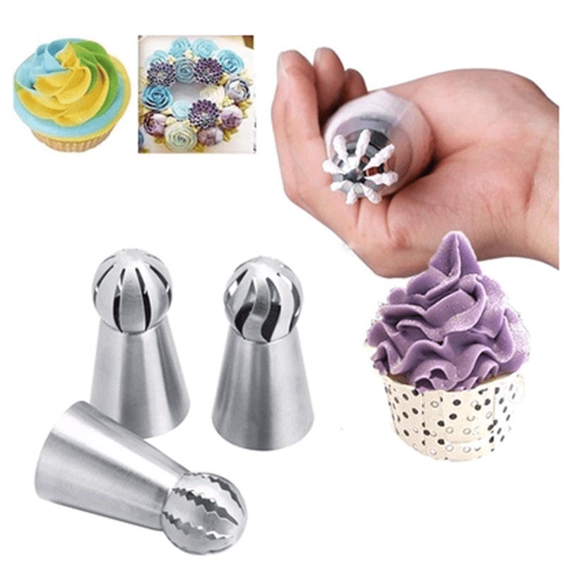 3pcs Pastry Tips Icing Piping Nozzles Ice Cream Tool Baking Mold Cake Decorating 