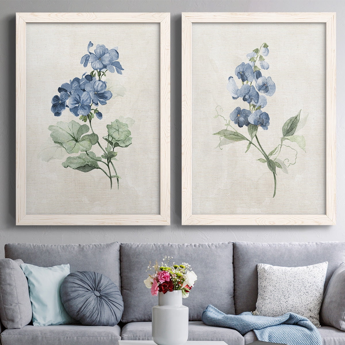 Farmhouse Periwinkle I - Premium Framed Canvas 2 Piece Set - Ready to Hang