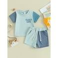 thumbnail image 2 of Qtinghua 2Pcs Infant Toddler Baby Boy Girl Summer Outfits Short Sleeve Contrast Color Tops and Shorts Clothes, 2 of 9