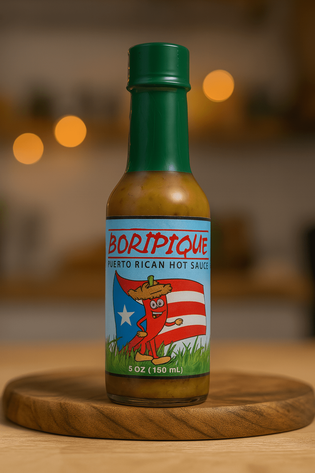 Boripique Green Hot Sauce, Puerto Rican Style, Gluten-Free, 5 oz