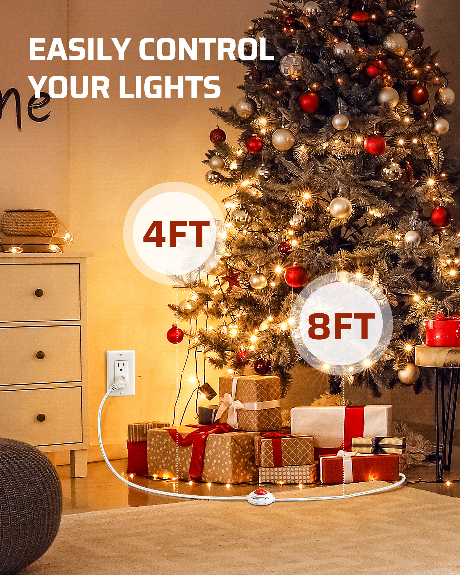 DEWENWILS 12 Ft. Indoor Extension Cord with Switch photo 2