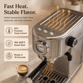 thumbnail image 3 of 20 Bar Espresso Machine with Milk Frother, Steam Wand & Pressure Gauge, Amumu Compact Stainless Steel Coffee Maker for Cappuccino & Latte, Silver, 3 of 9