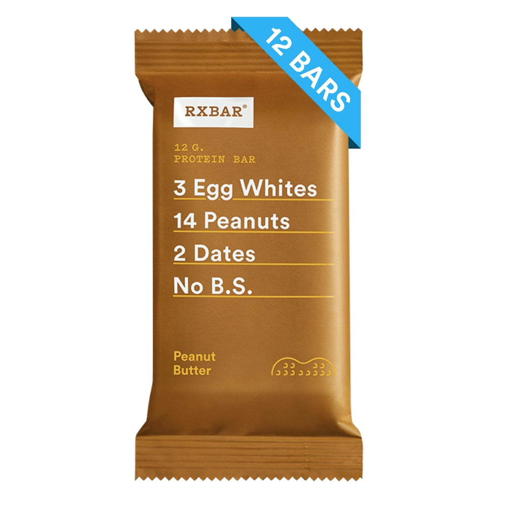 RXBAR Peanut Butter Whole Food Protein Bar, Gluten Free, 12 Ct