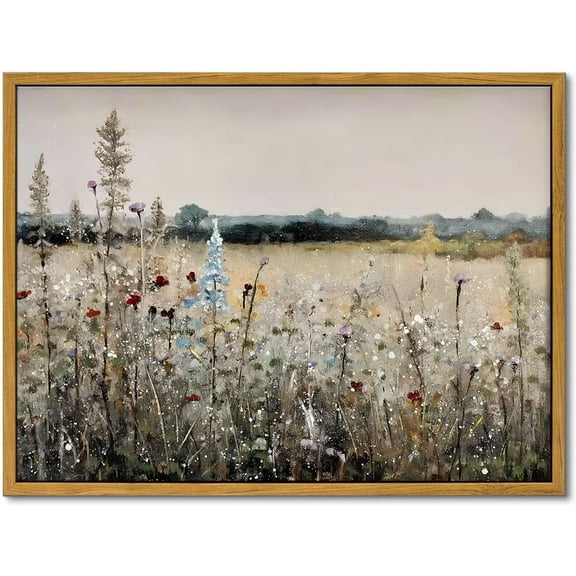 Hieng Framed Canvas Wall Art,Vintage Decor,Landscape Nature Country Wildflower Paintings Farmhouse Pictures Modern Artwork Rustic Fall Flower Prints Cottagecore Office Living Room Bedroom Bathroom