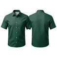 thumbnail image 2 of Mens Short Sleeve Button Down Shirt Casual Print Pocket Top Summer Lightweight Blouse for Work Travel Out Activities Dark Green 3XL, 2 of 6